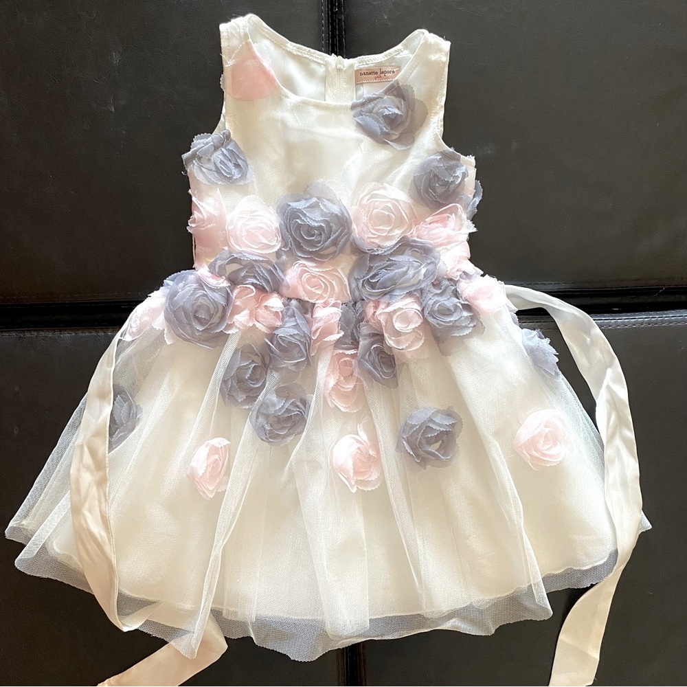 Nanette Lepore Mesh 3d Roses party birthday dress 2T